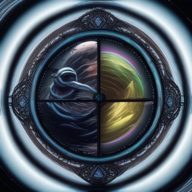 Yin Yang Galaxy Clock in Detailed Digital Art