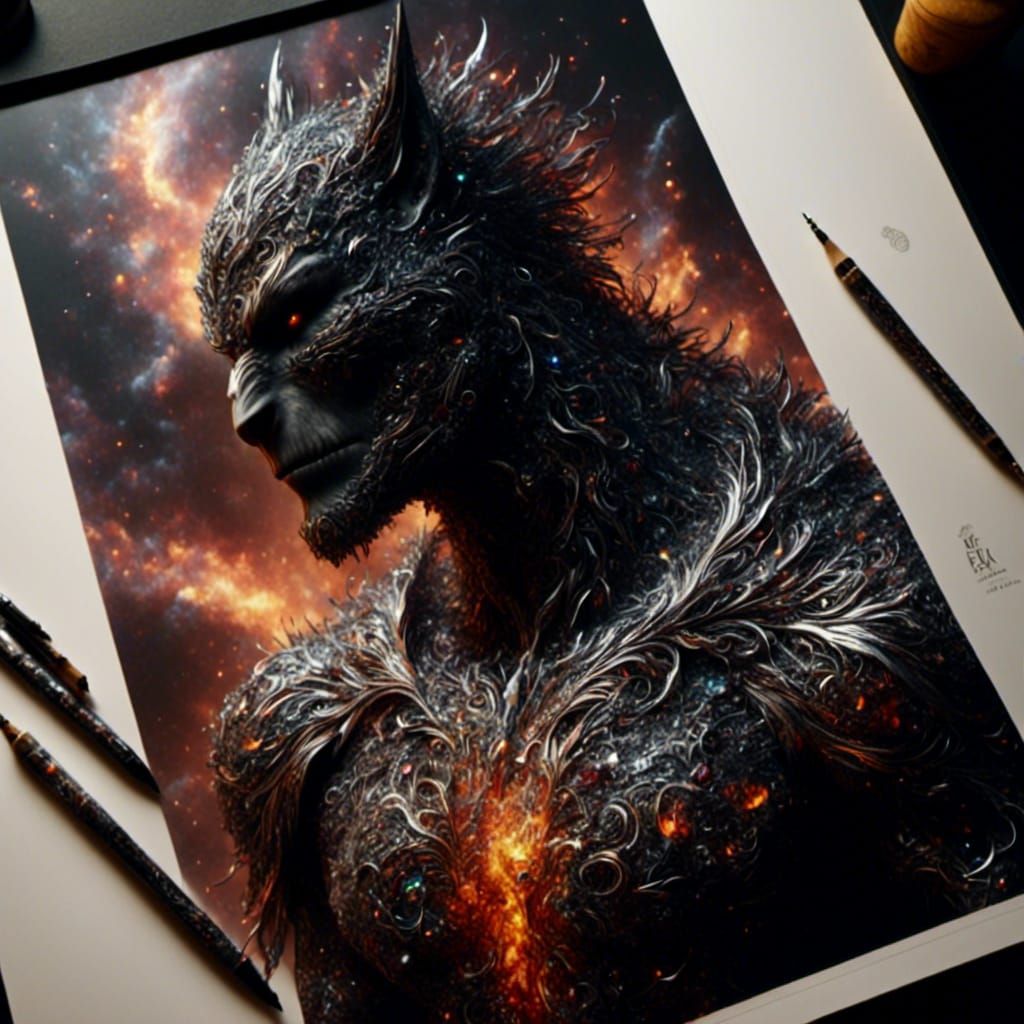 Muscular Dark Knight with Tattoos in Photorealistic Style