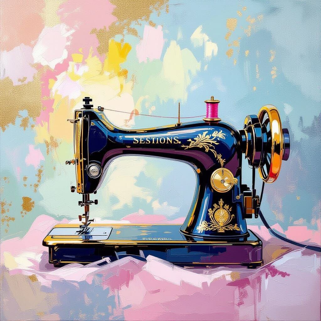 Sewing Machine in Impressionist Rococo Style