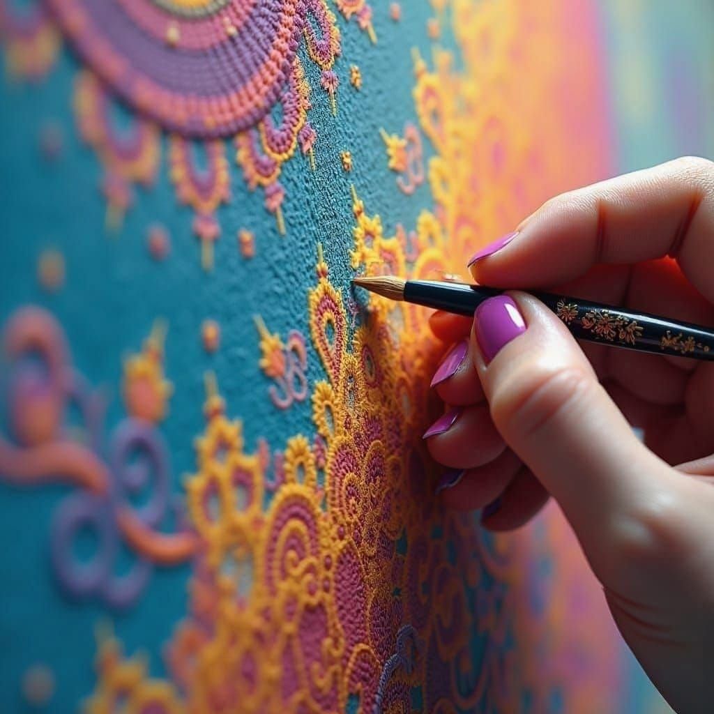 Woman's Hand Paints Detailed Fantasy Art