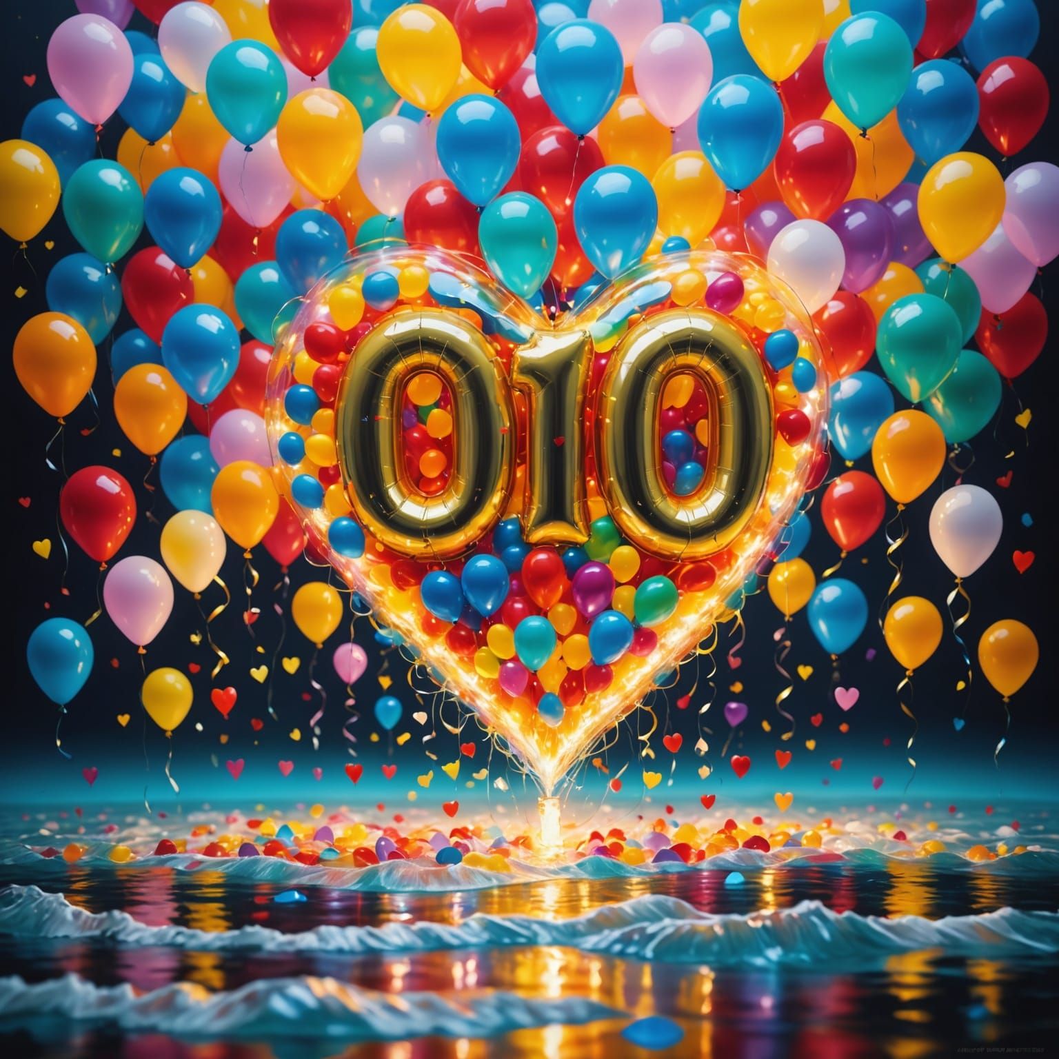 Massive Glowing Number 5000 in Whimsical Fantasy Art