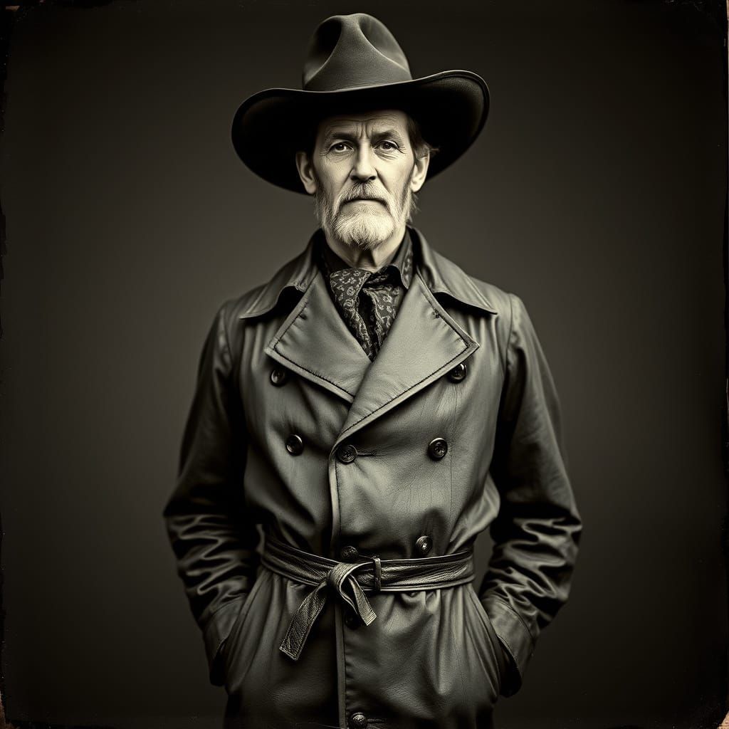 Tough Old West Lawman in Vintage Black and White Portrait