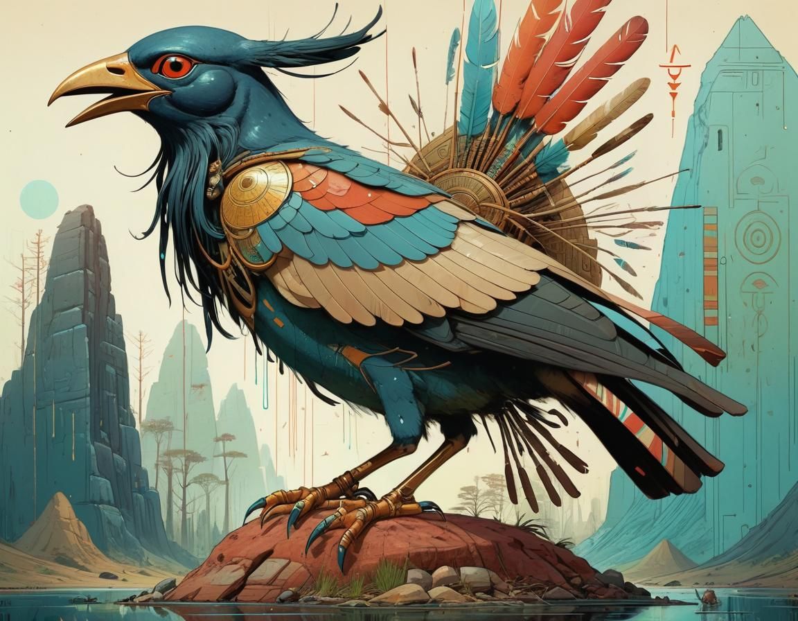 Native American Egyptian Bird Gods: Digital Art