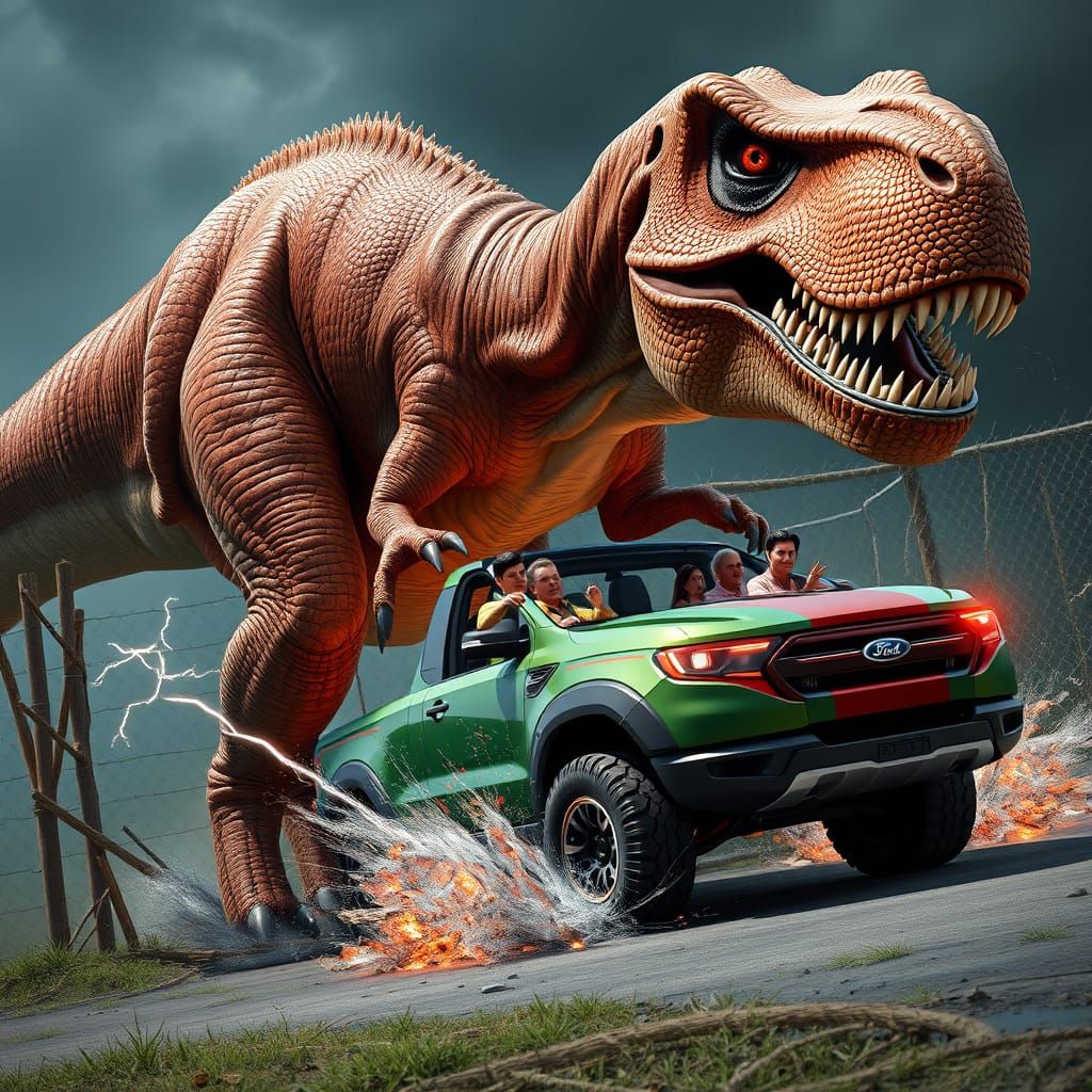 Massive Female Tyrannosaurus Rex Charges Through Electrified...