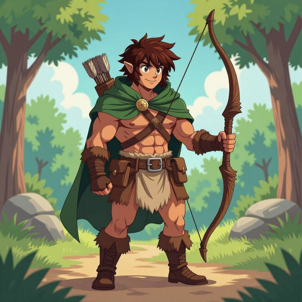 Anime Prehistoric Scout in Cel-Shaded Style