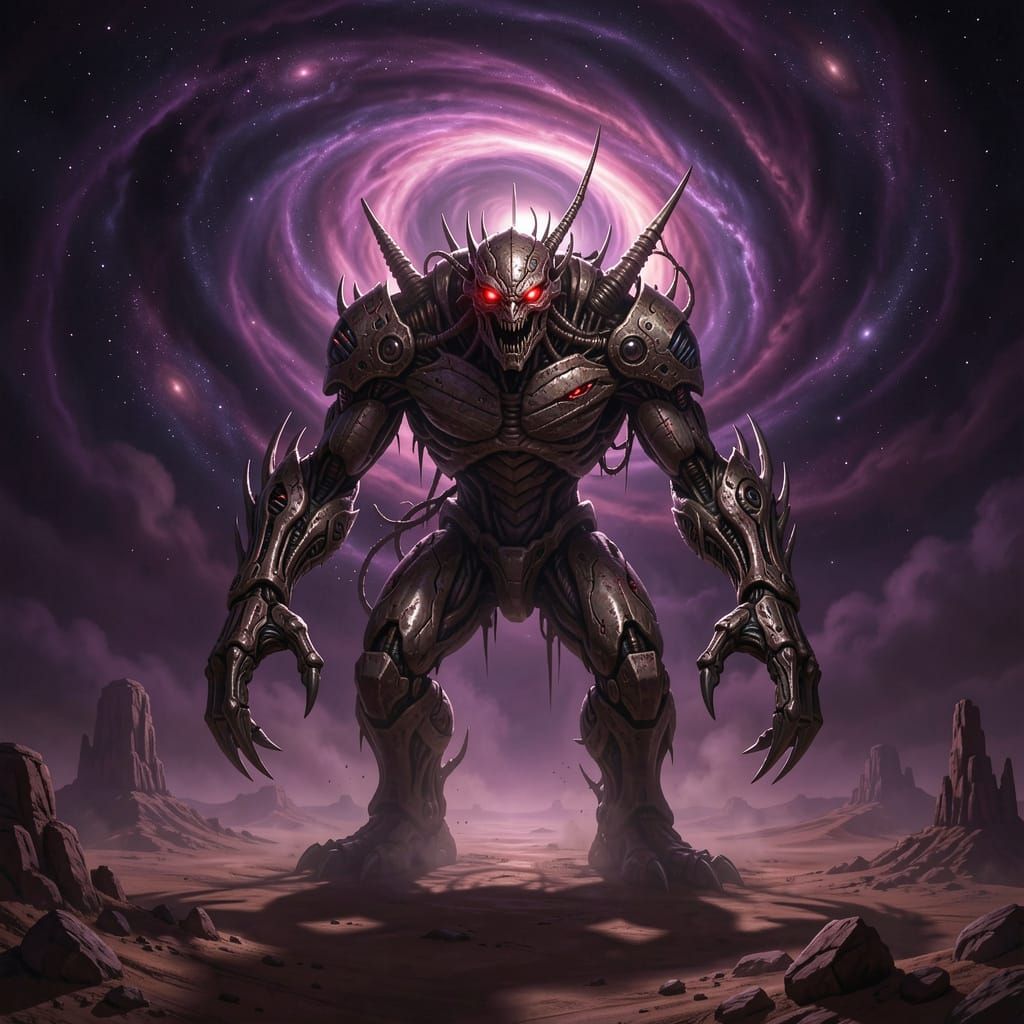 Bio-Mechanical Monster Emerges from Cosmic Vortex in Alien D...