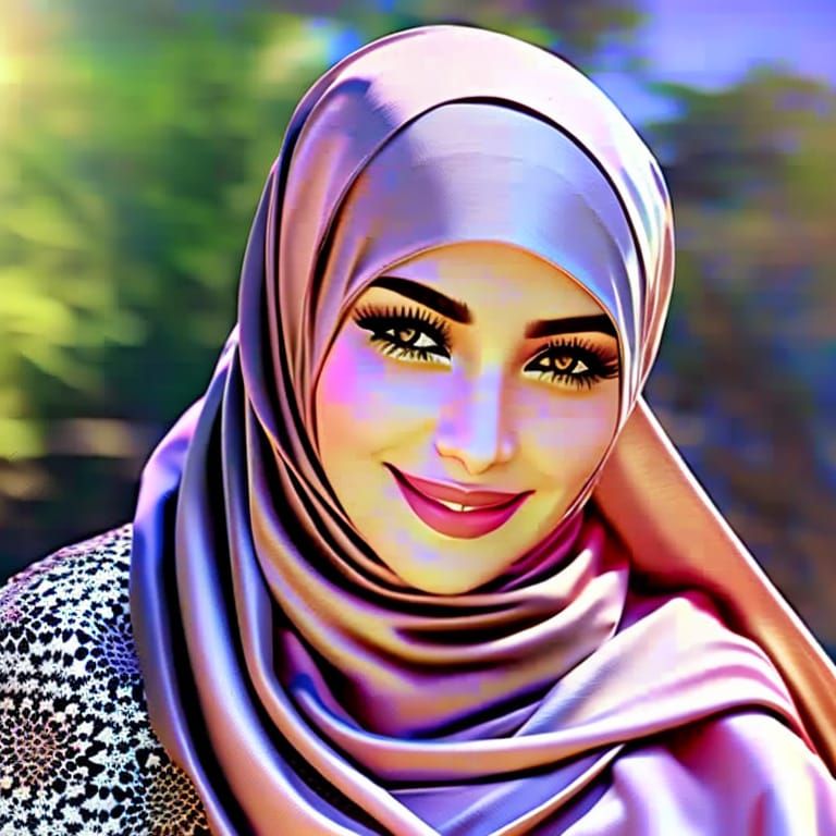 Pretty Woman with Headscarf Smiling: Photorealistic Portrait