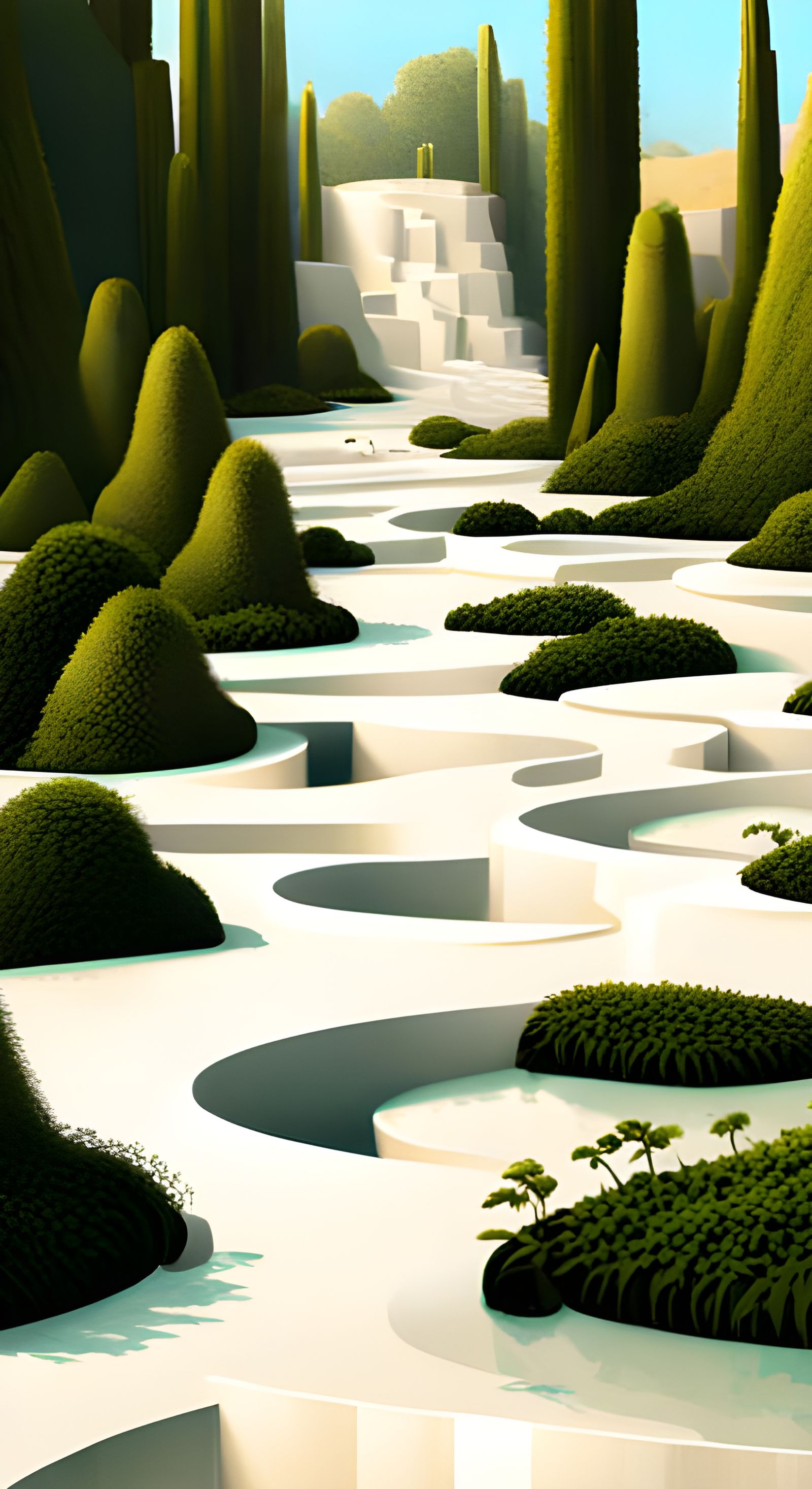 Lush Marble Labyrinth in Psychedelic Style