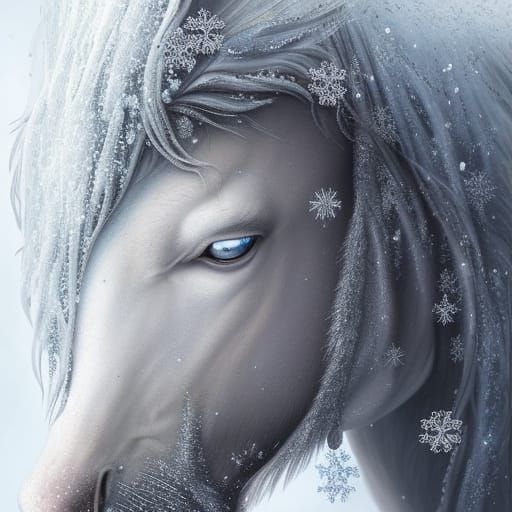 Icy Winter Horse Portrait in Digital Fantasy Art