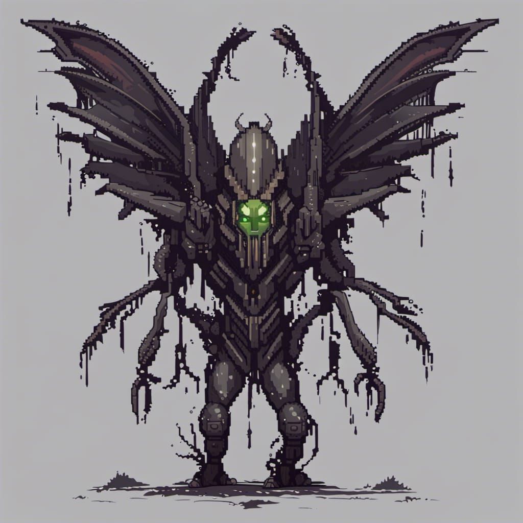 Horrifying Pixel Art of Alien Insect King
