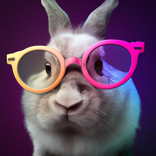 A Bunny Rabbit Wearing Funky Colored Eyeglasses