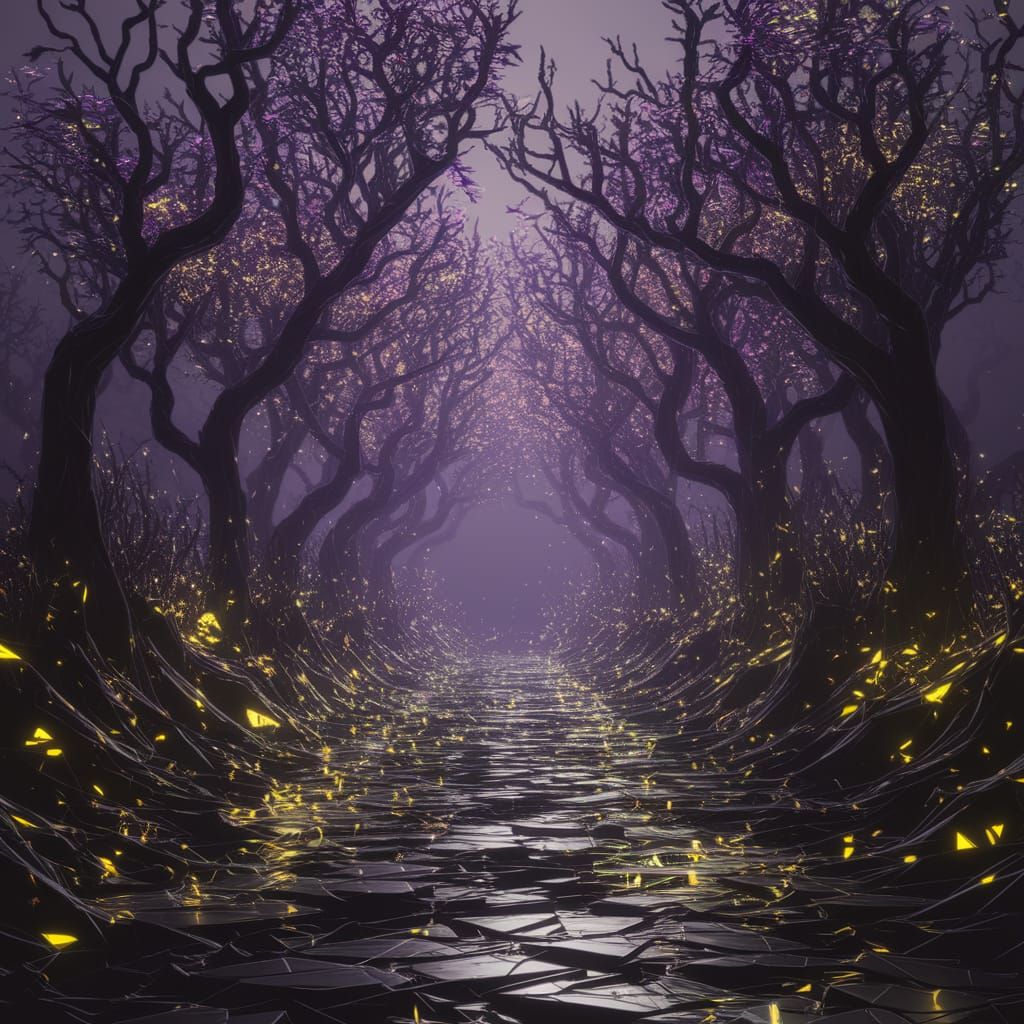 Eerie Forest Path in Dark Fantasy Style