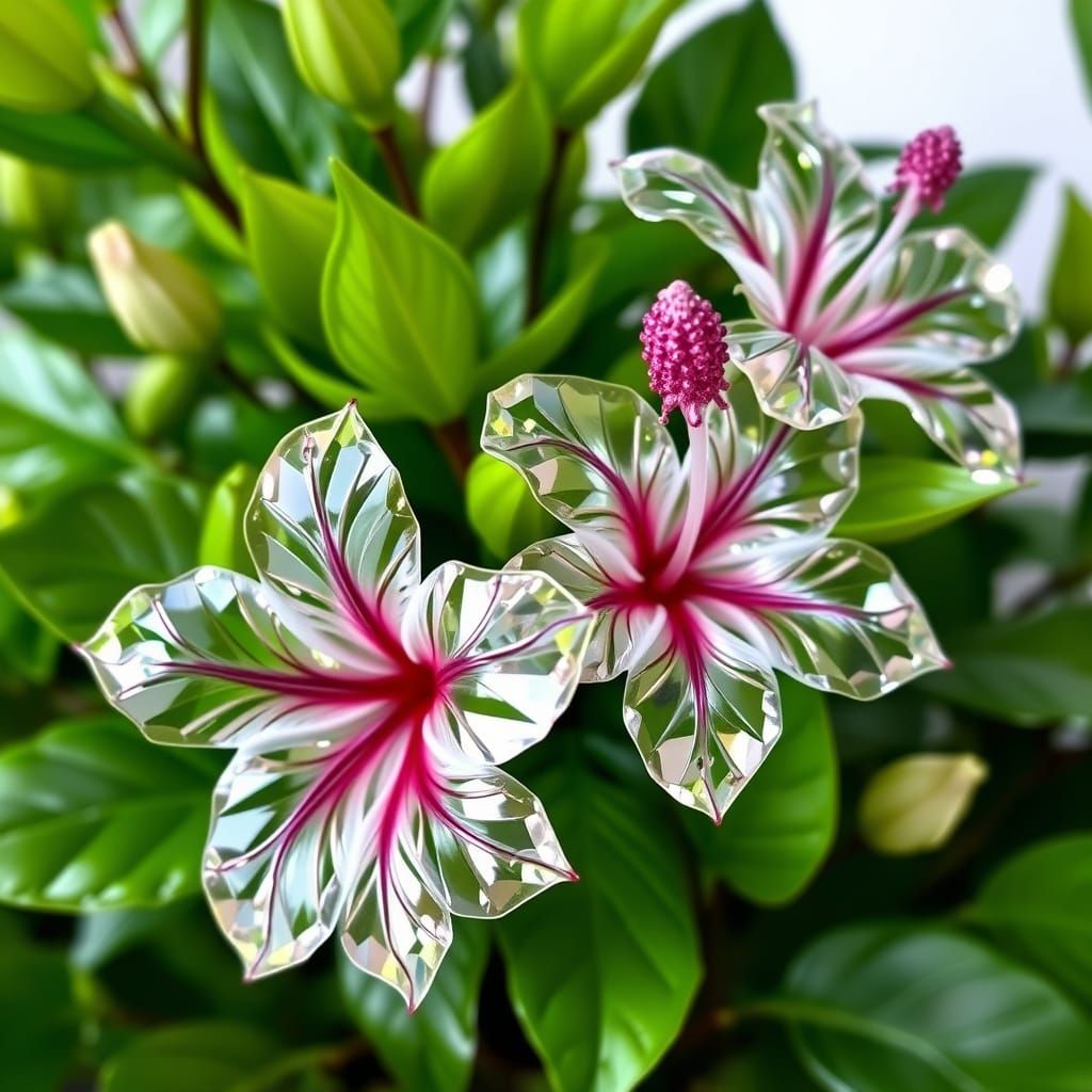 Crystal Hibiscus in Glasswork Style