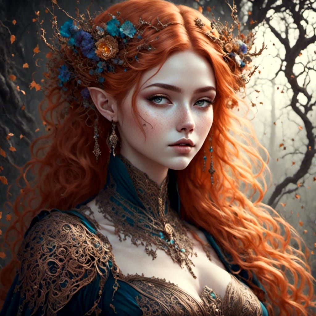 Modern Female Witch in Detailed Coloring Book Style