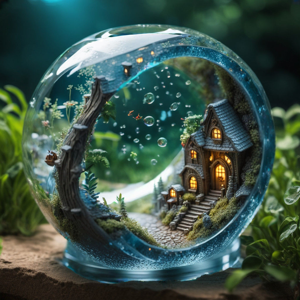 Ethereal Fairy Village Ring, Intricately Rendered in Resin