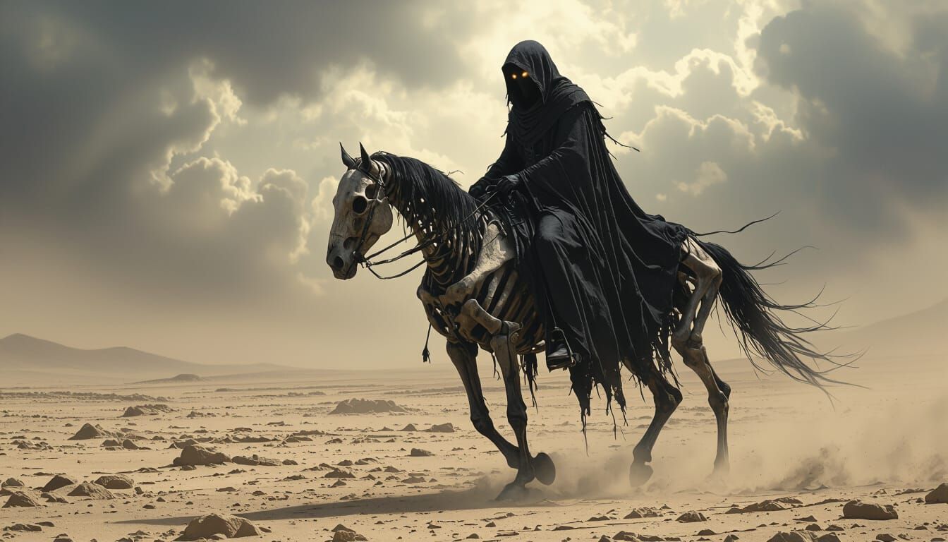 Dark Rider on Skeletal Steed in Gothic Fantasy Style