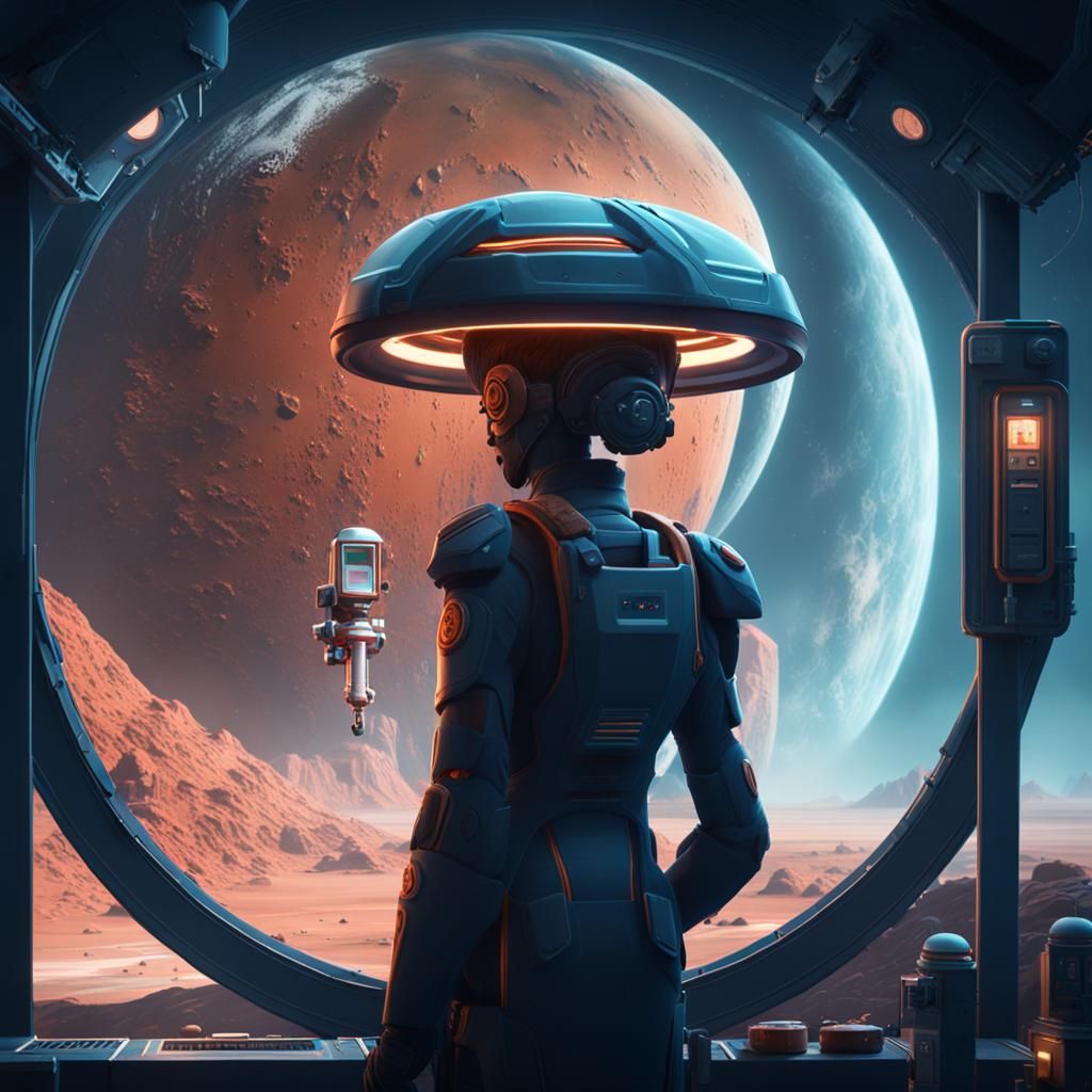 Gas Station on Mars in Detailed Matte Painting