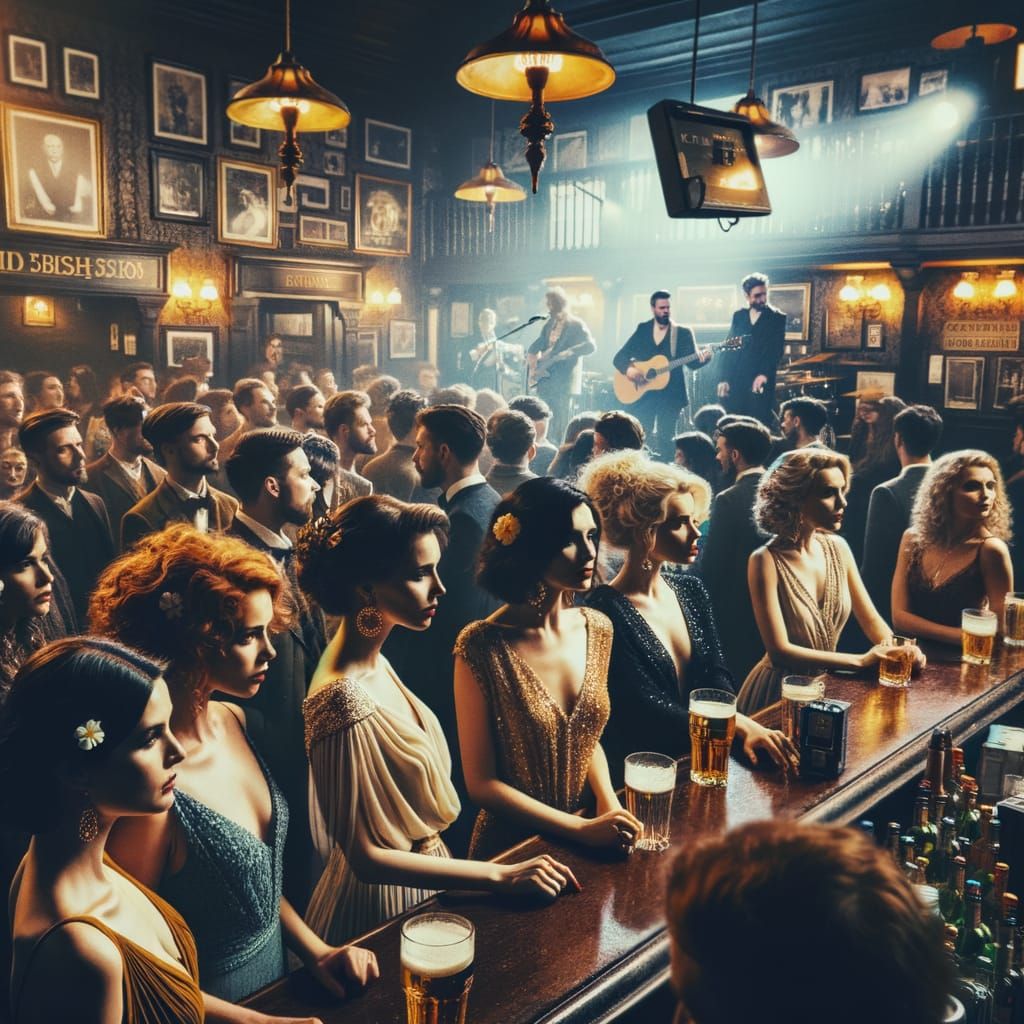 Vibrant Irish Pub Scene with Live Music