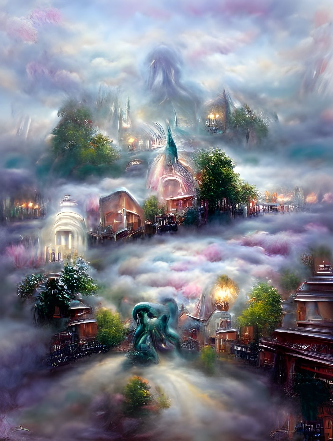 Ethereal Dystopian Landscape in Hyperdetailed Fantasy Style