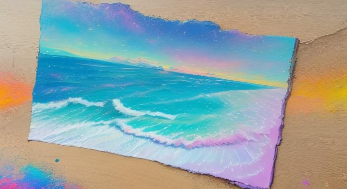 Pastel Sea View in Impasto Painting Style