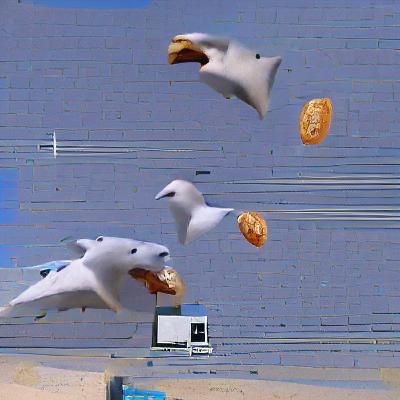Seagulls Diving for Pasties in 3D