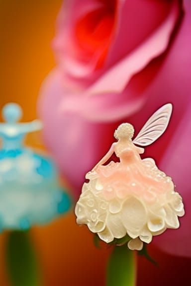 Enchanting Fairy on Dew-Kissed Rose