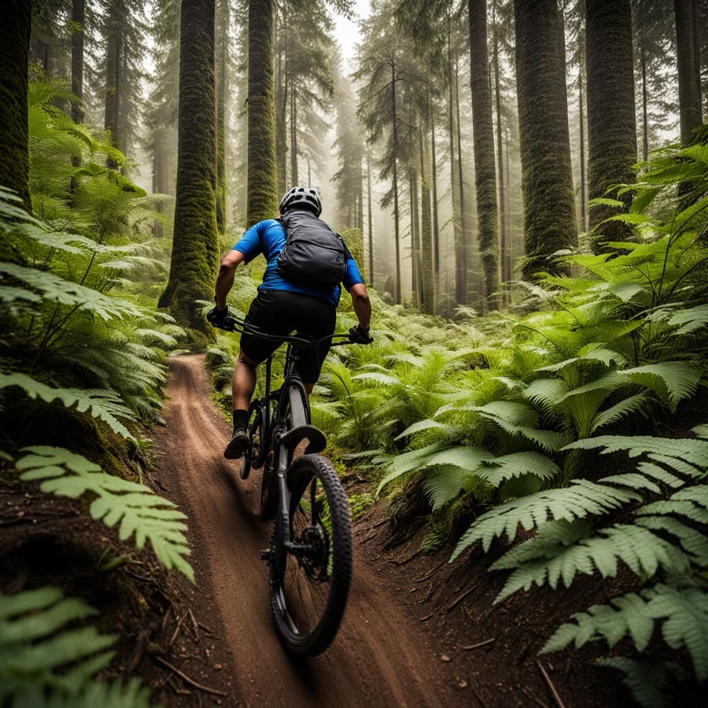 Mountain Biker on Forest Singletrack Trail