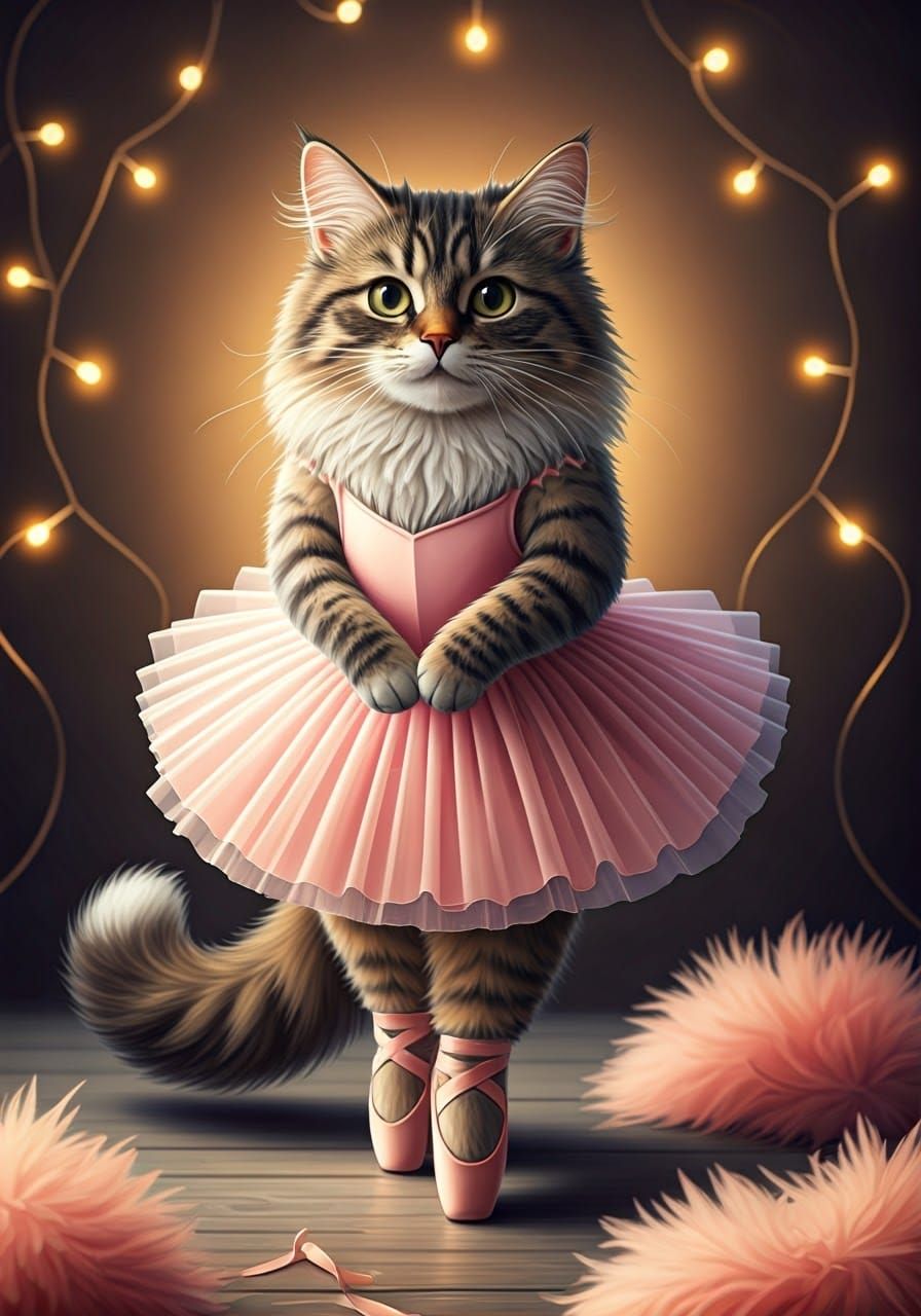 beautiful fluffy cat ballerina
