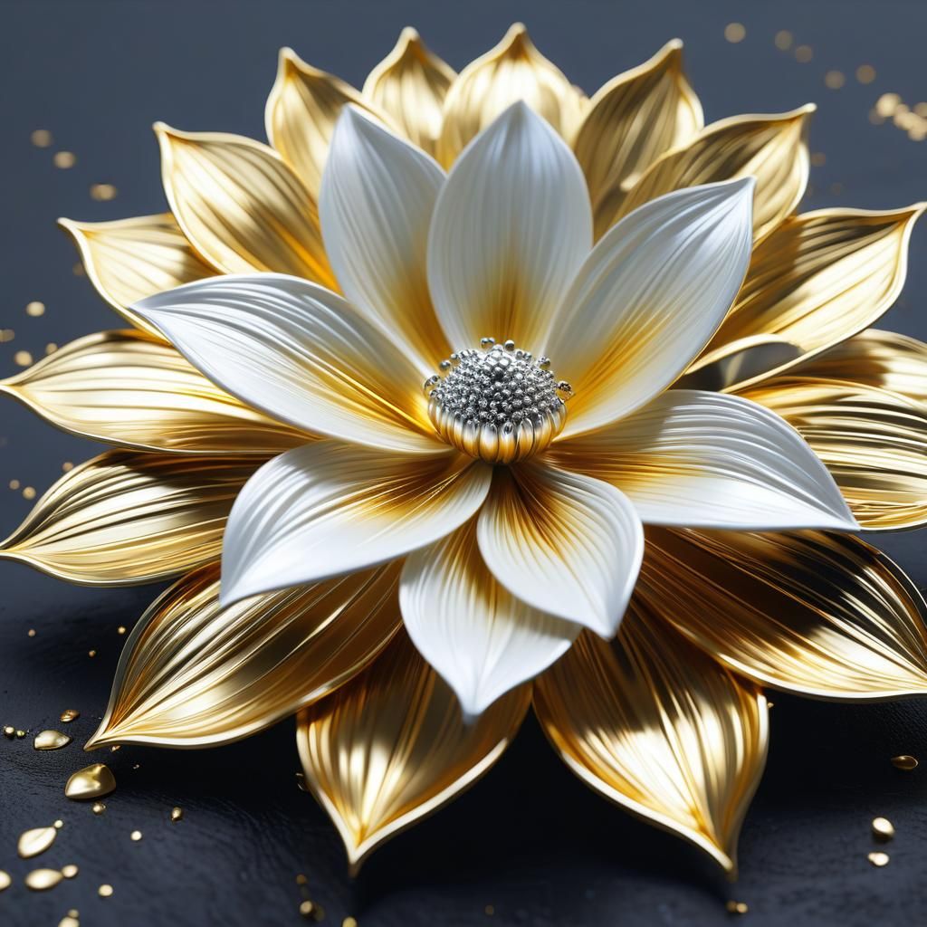 Hyperrealistic Metallic Flower in Graffiti Art Style