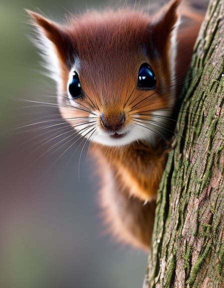 Intricate Fluffy Squirrel with Luminous Sparkles