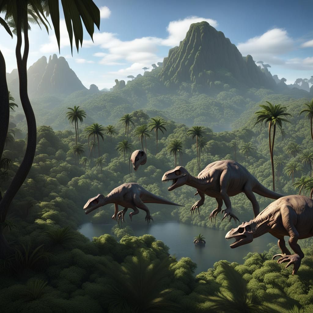 Dinosaur Island: Prehistoric Giants in Tropical Jungle