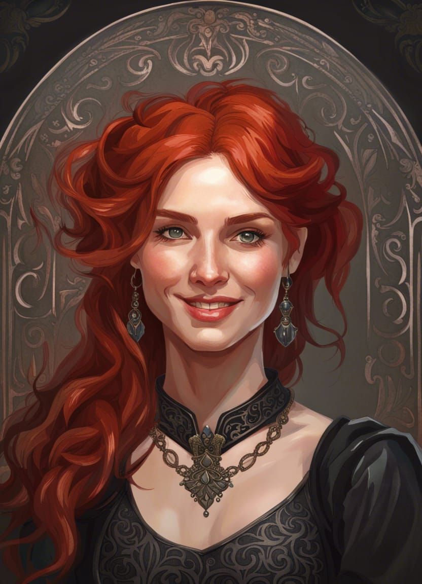 Redhead in Ornate Dress: Hyperdetailed Portrait