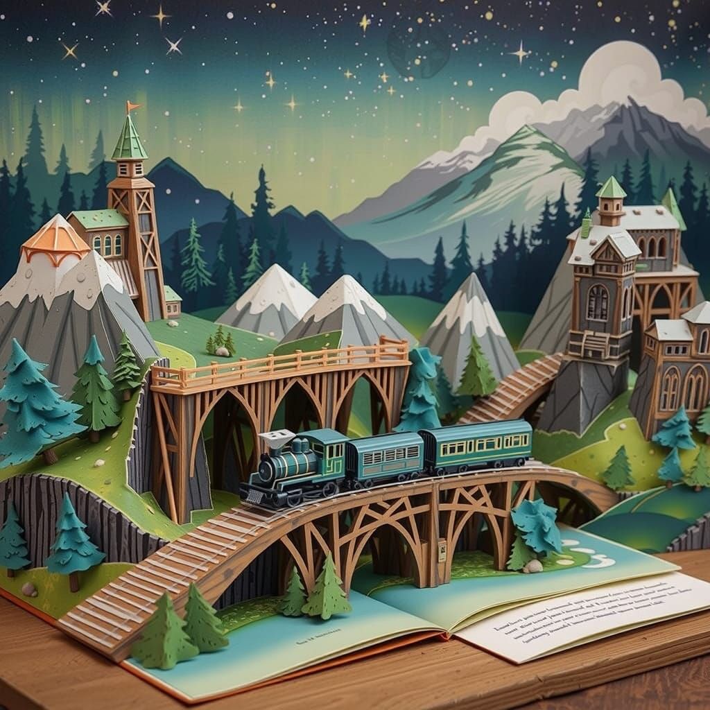 Whimsical Pop-Up Train World Emerges from an Open Book