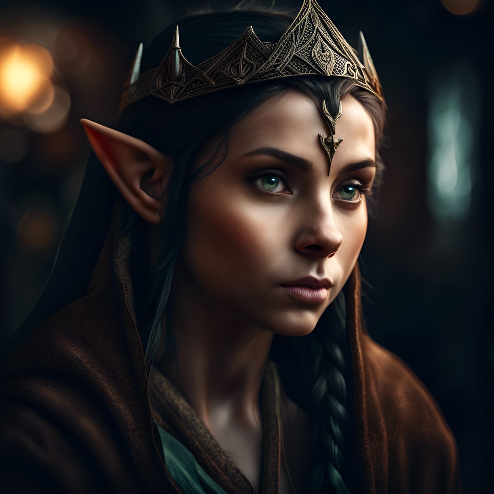 Hyperrealistic Portrait of a Female Elf