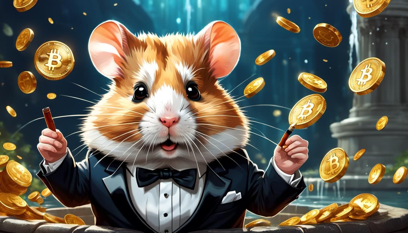 Dandy Hamster with Cigar and Bitcoin Fountain