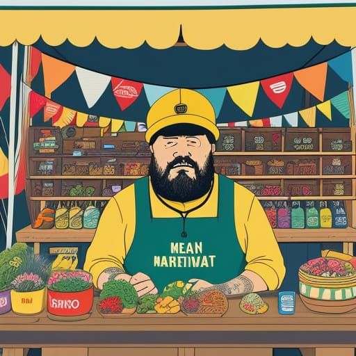 Man at Market Stall in South Park Style