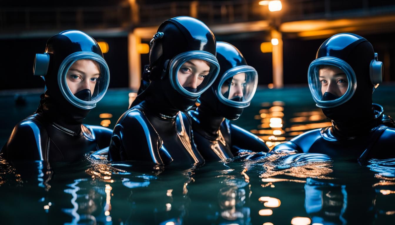 Futuristic Scuba Diving Training with Faceless Divers