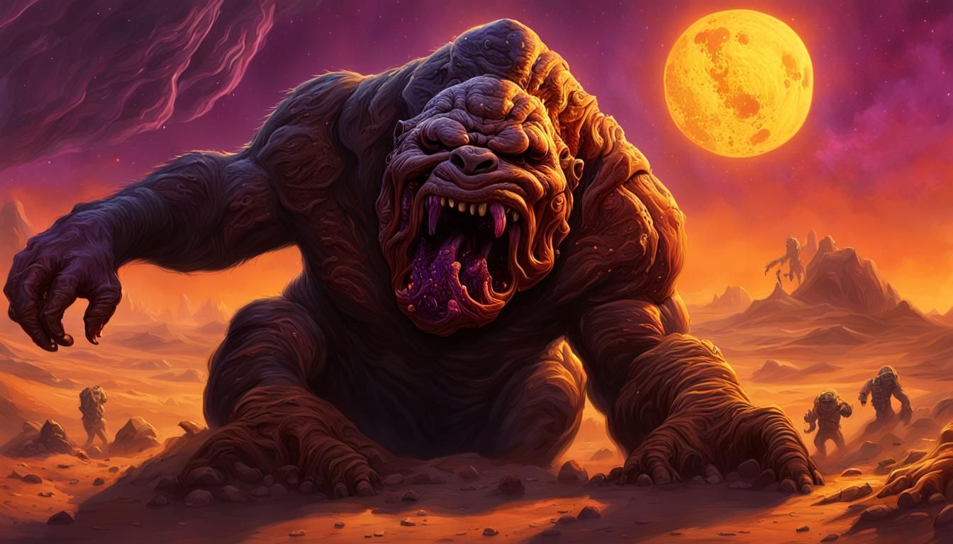 Rancor Biting Head in Dark Fantasy Style