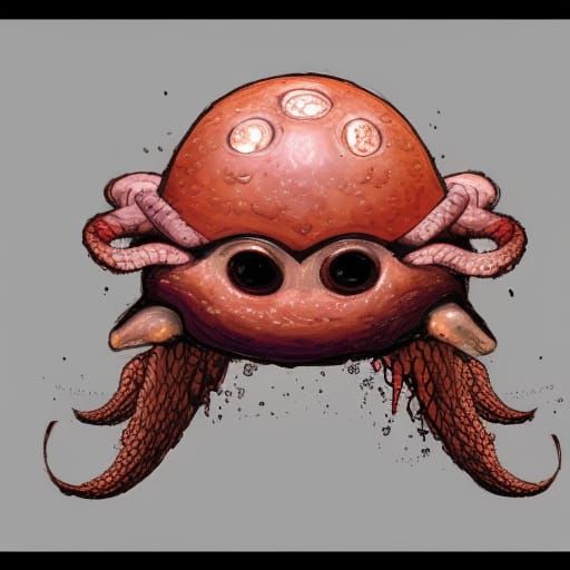 Police Octopus Eats Eggs: Hyperdetailed Digital Portrait