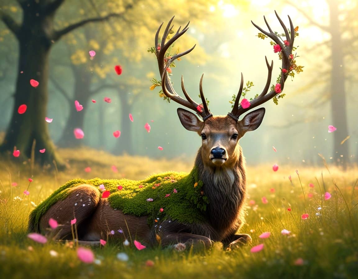 Mystical meadow deer