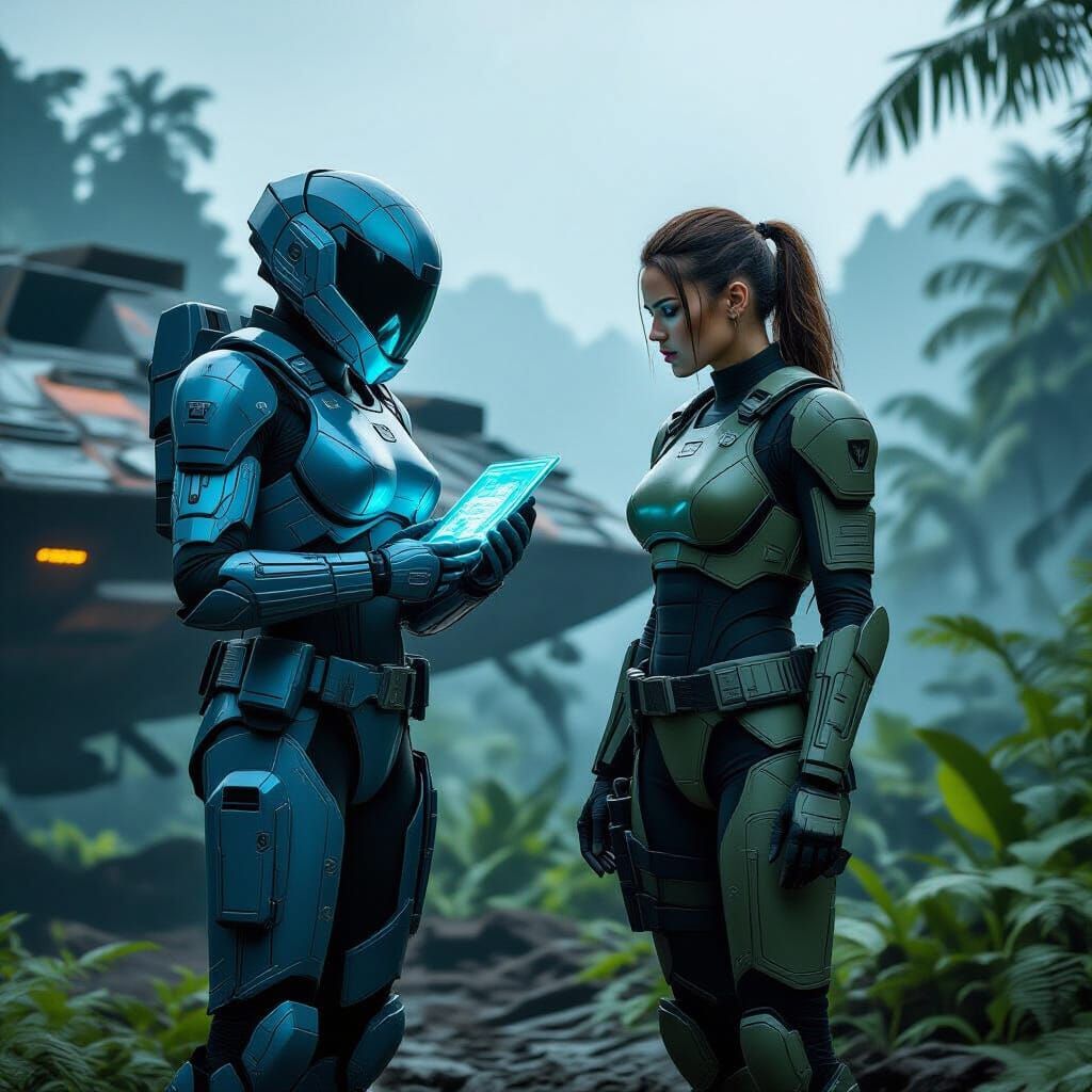 Futuristic Female Mercenaries on Alien Planet