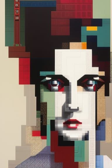 Dynamic Portrait Inspired by Tetris, Digital Art