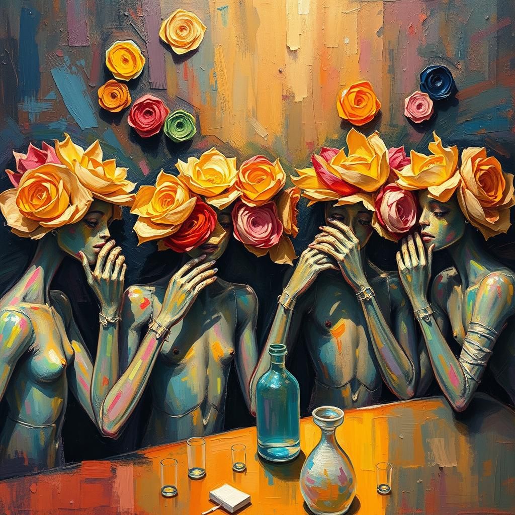 Surreal Flower Eaters in Expressionist Style