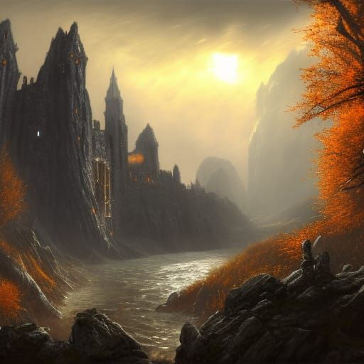 Epic Fantasy Landscape in Elder Scrolls Style