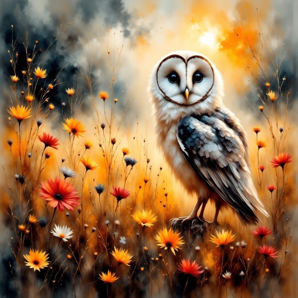 Whispers of a Winter Night: A Mystical Barn Owl Amidst Autum...