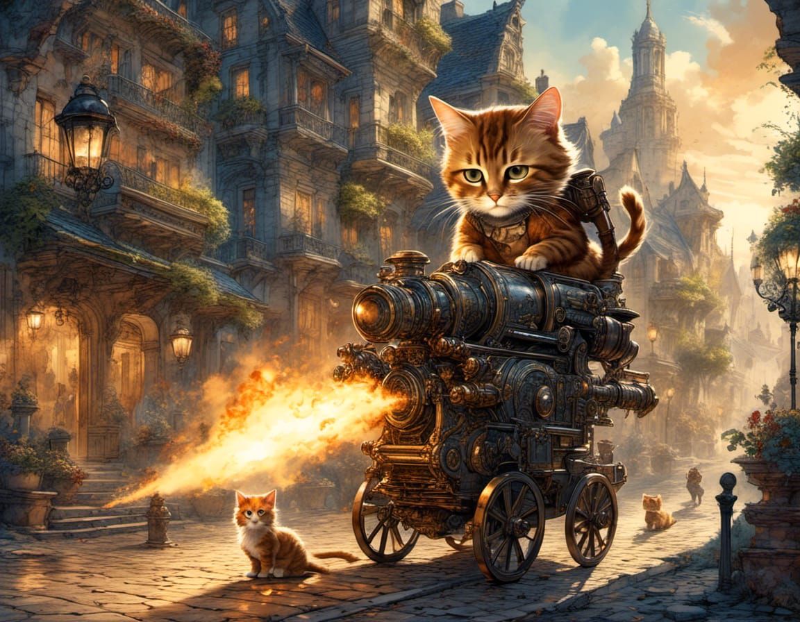 Pixar-Style Murder Kitty with Gatling Gun