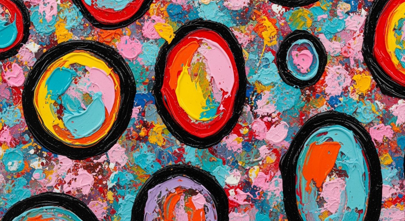 Abstract Harmony: Vibrant Forms in Expressive Impasto Style