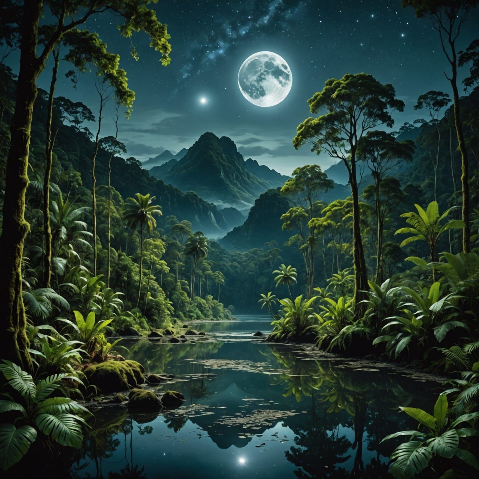 Moonlit Rainforest Dreamscape