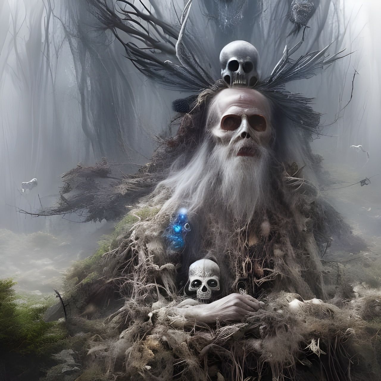 Raging Forest Man: Hyperdetailed Psychedelic Photograph