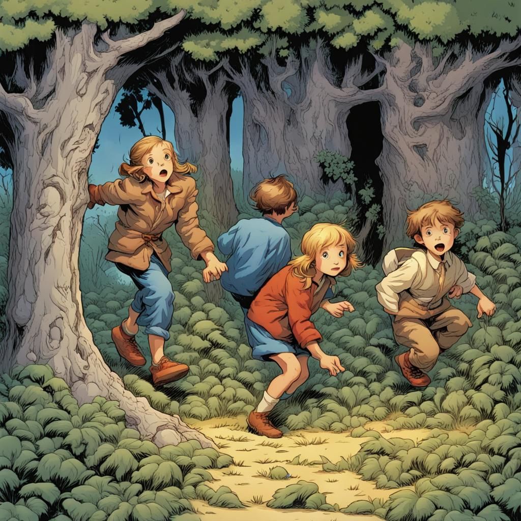 Children's Hide and Seek Comic Illustration
